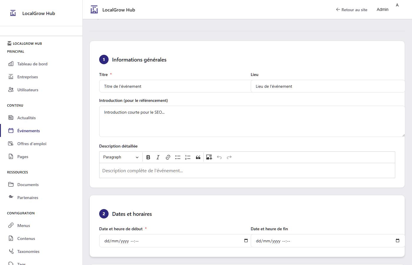 Publication événements membres